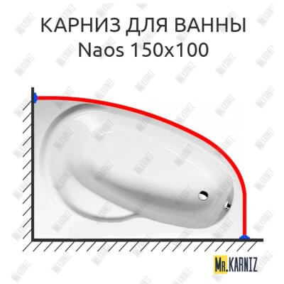 Карниз для ванны Alpen Naos 150х100 Усиленный 25 мм MrKARNIZ