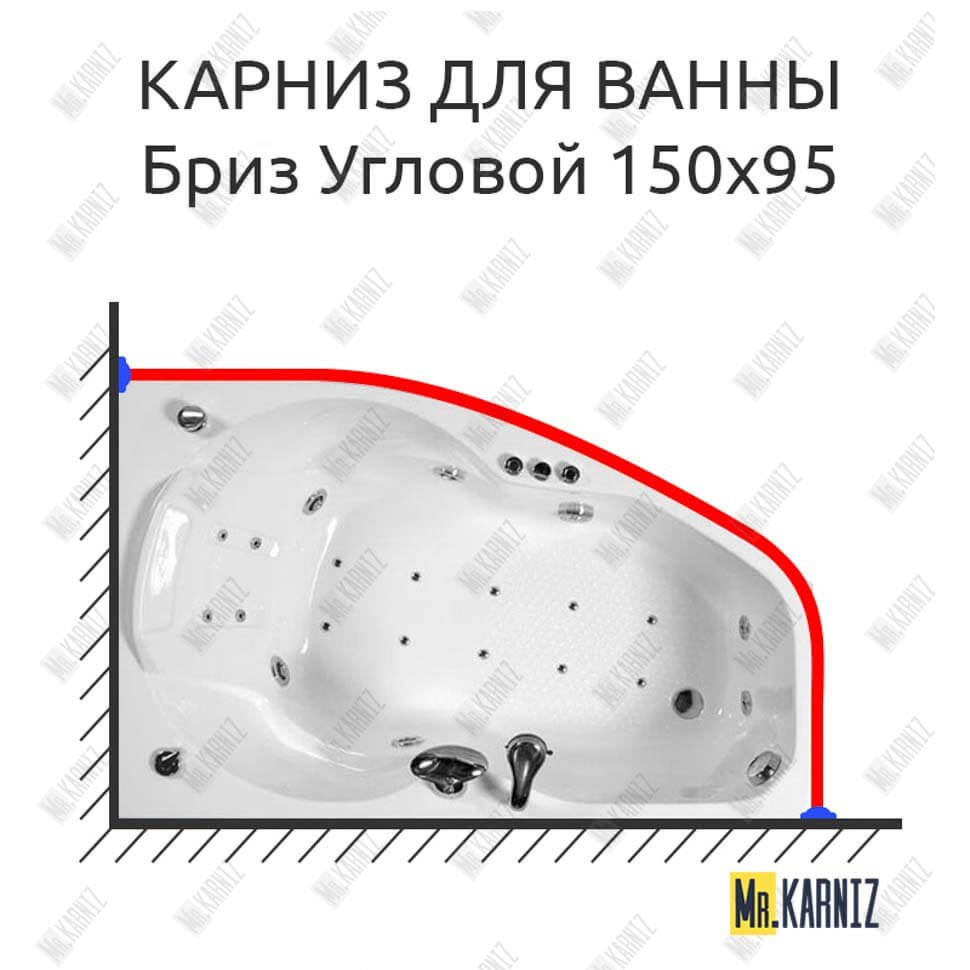 Карниз для ванны Triton Бриз Угловой 150х95 Усиленный 25 мм MrKARNIZ