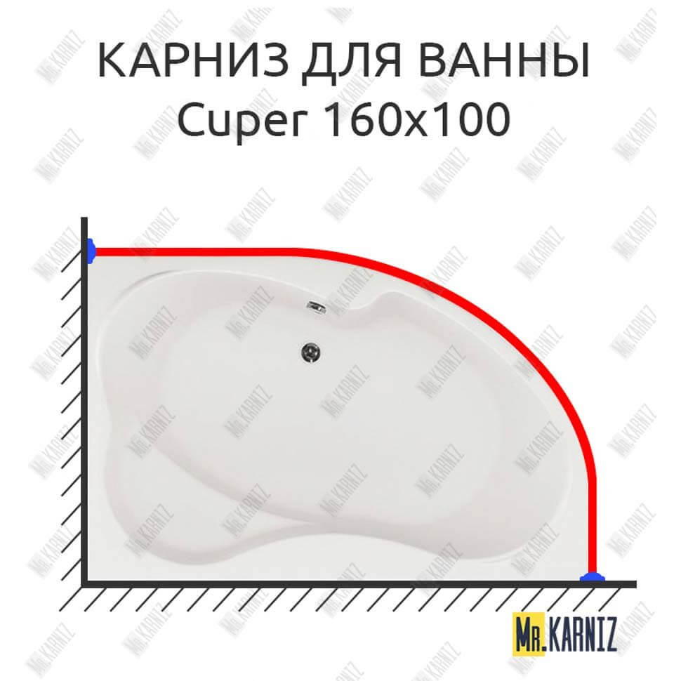 Карниз для ванны Aquanet Cuper 160х100 Усиленный 25 мм MrKARNIZ