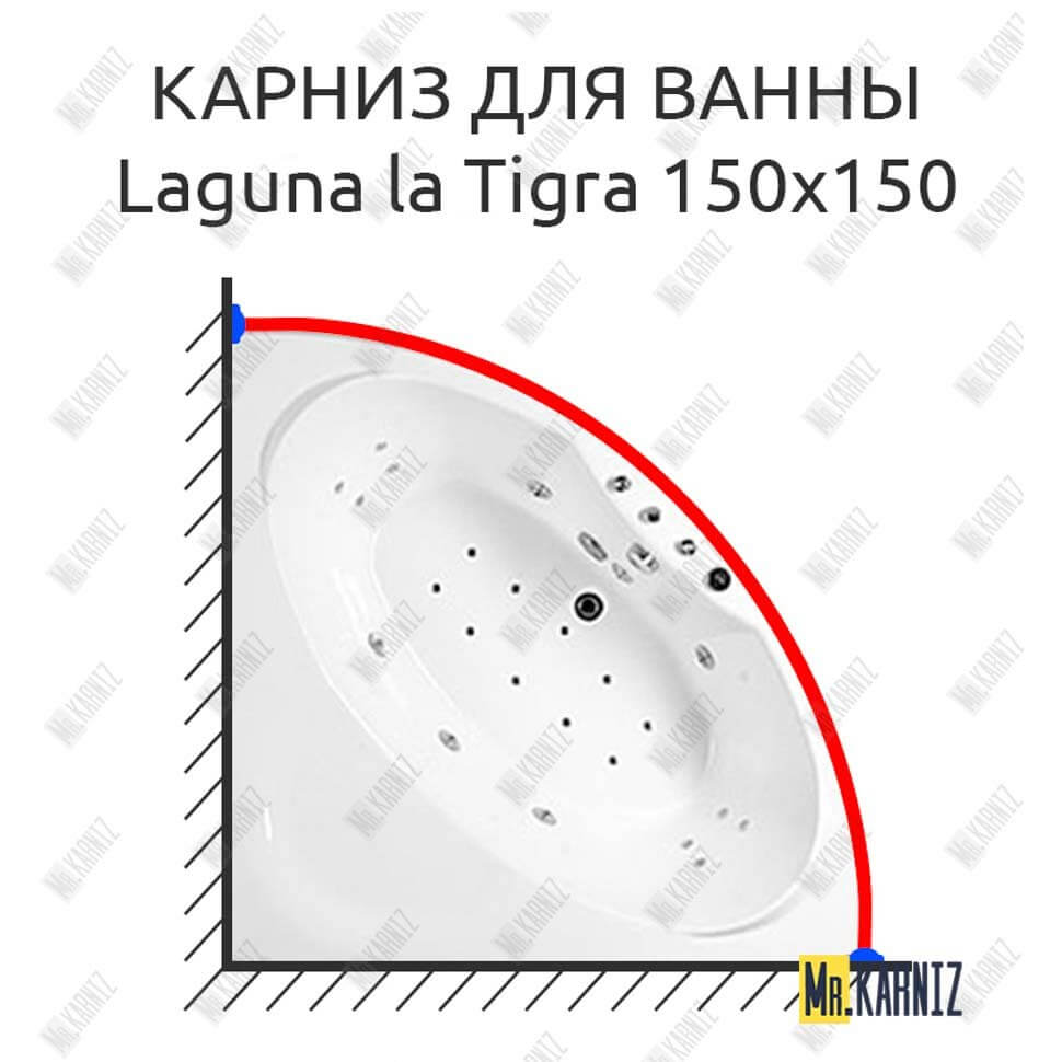 Карниз для ванны Akrilan Laguna la Tigra 150х150 Усиленный 25 мм MrKARNIZ
